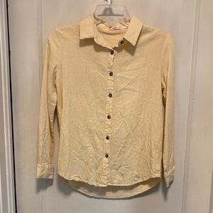 Miami Butter Yellow Linen Blend Button-Up Button Down Xsmall Shirt Xsmall